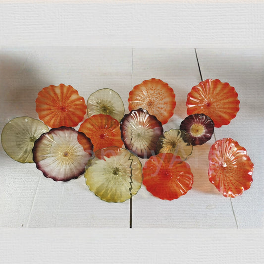 Multicolor Handbown glass flowers different color custom chihuly art wall decoration