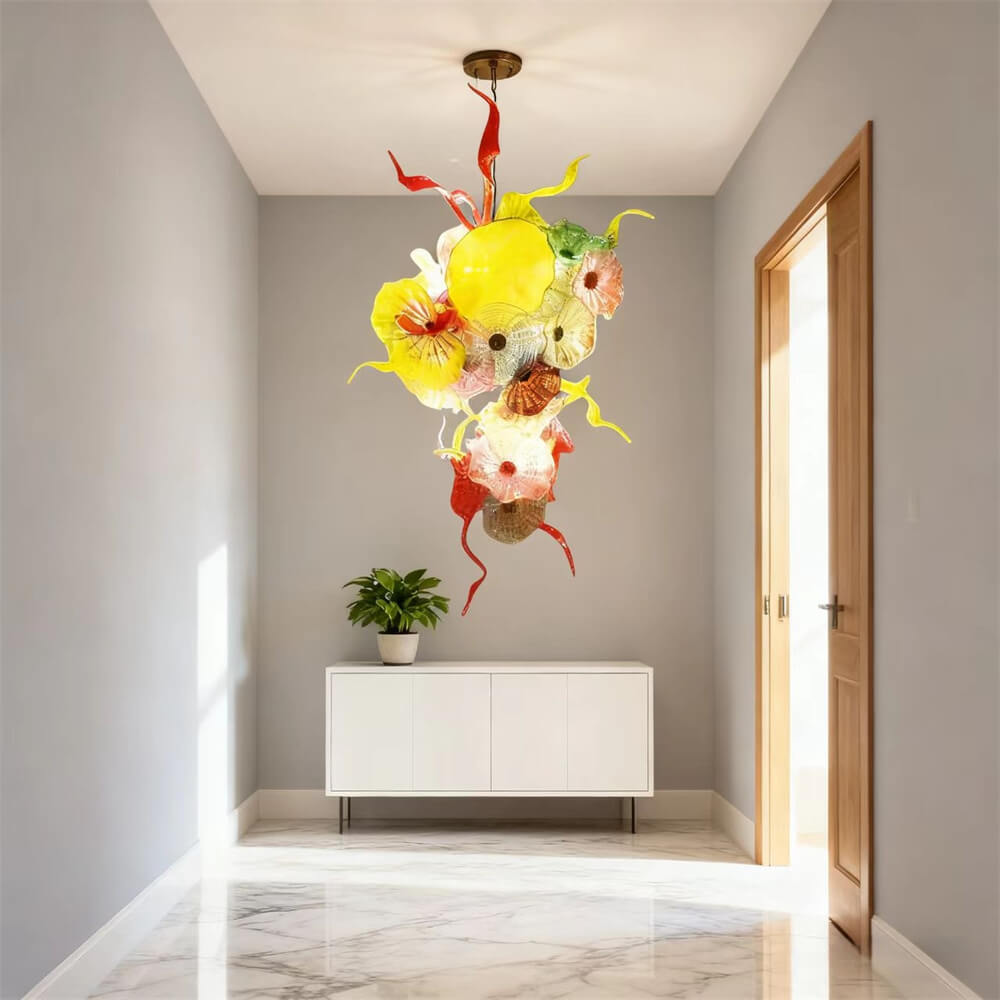 hand made blown glass flower chandelier