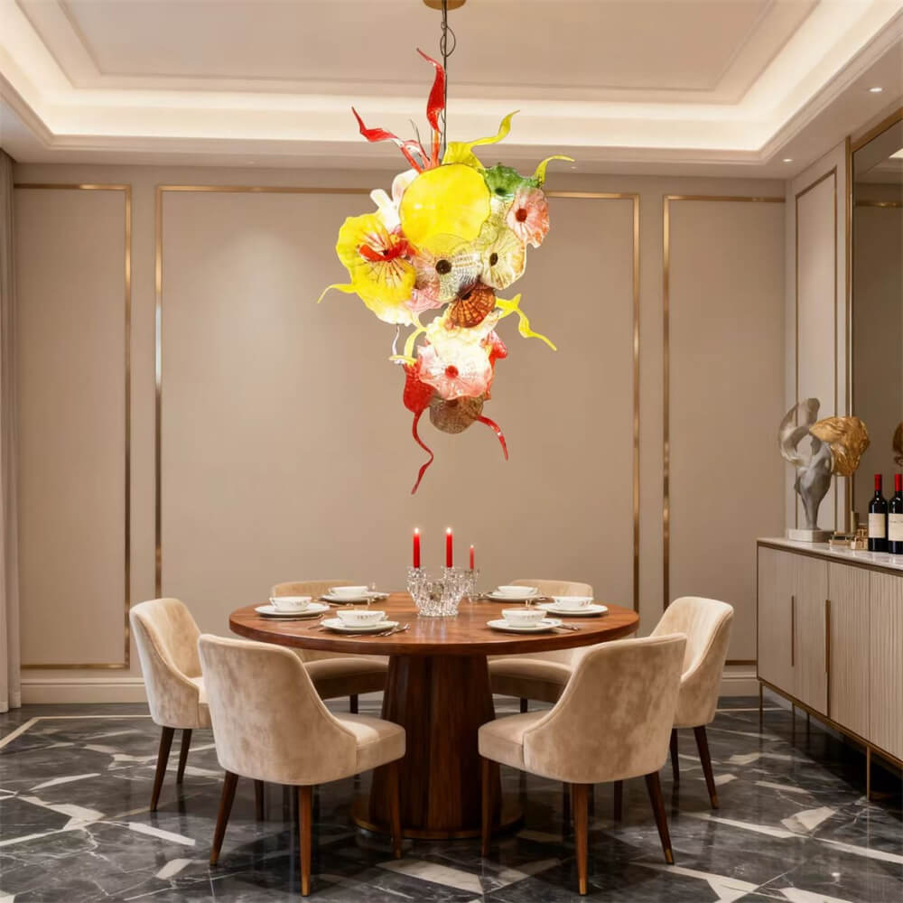 hand made blown glass flower chandelier