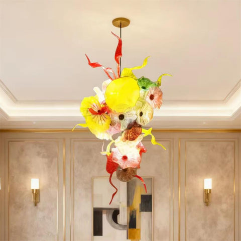 hand made blown glass flower chandelier