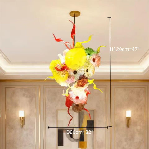 hand made blown glass flower chandelier