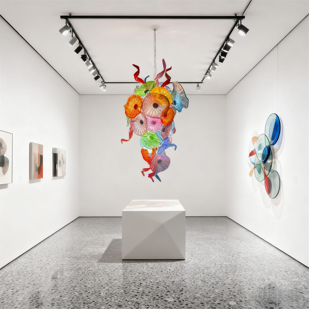 Wedding decoration hand made custom glass hanging floral chandelier