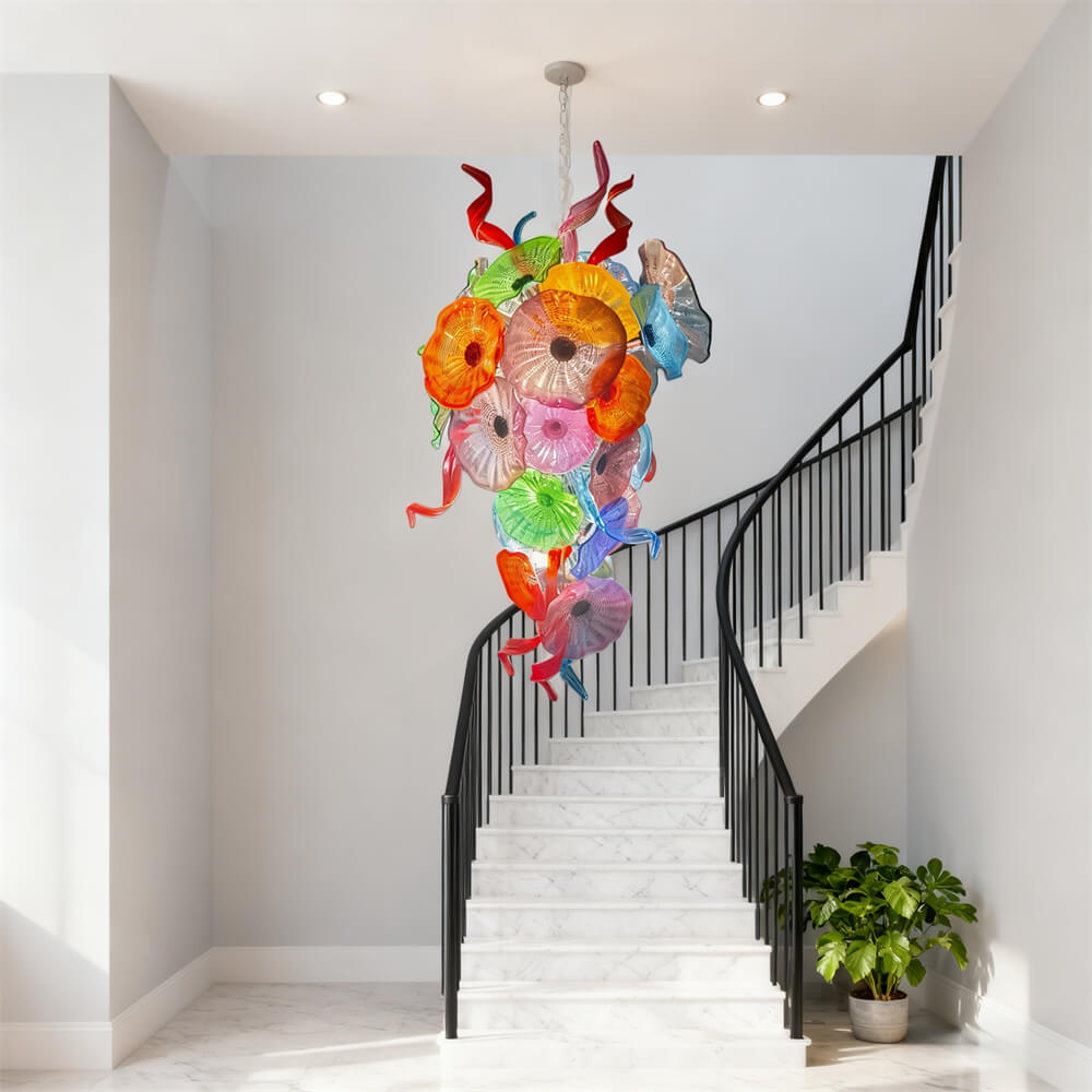 Wedding decoration hand made custom glass hanging floral chandelier