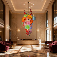 Wedding decoration hand made custom glass hanging floral chandelier