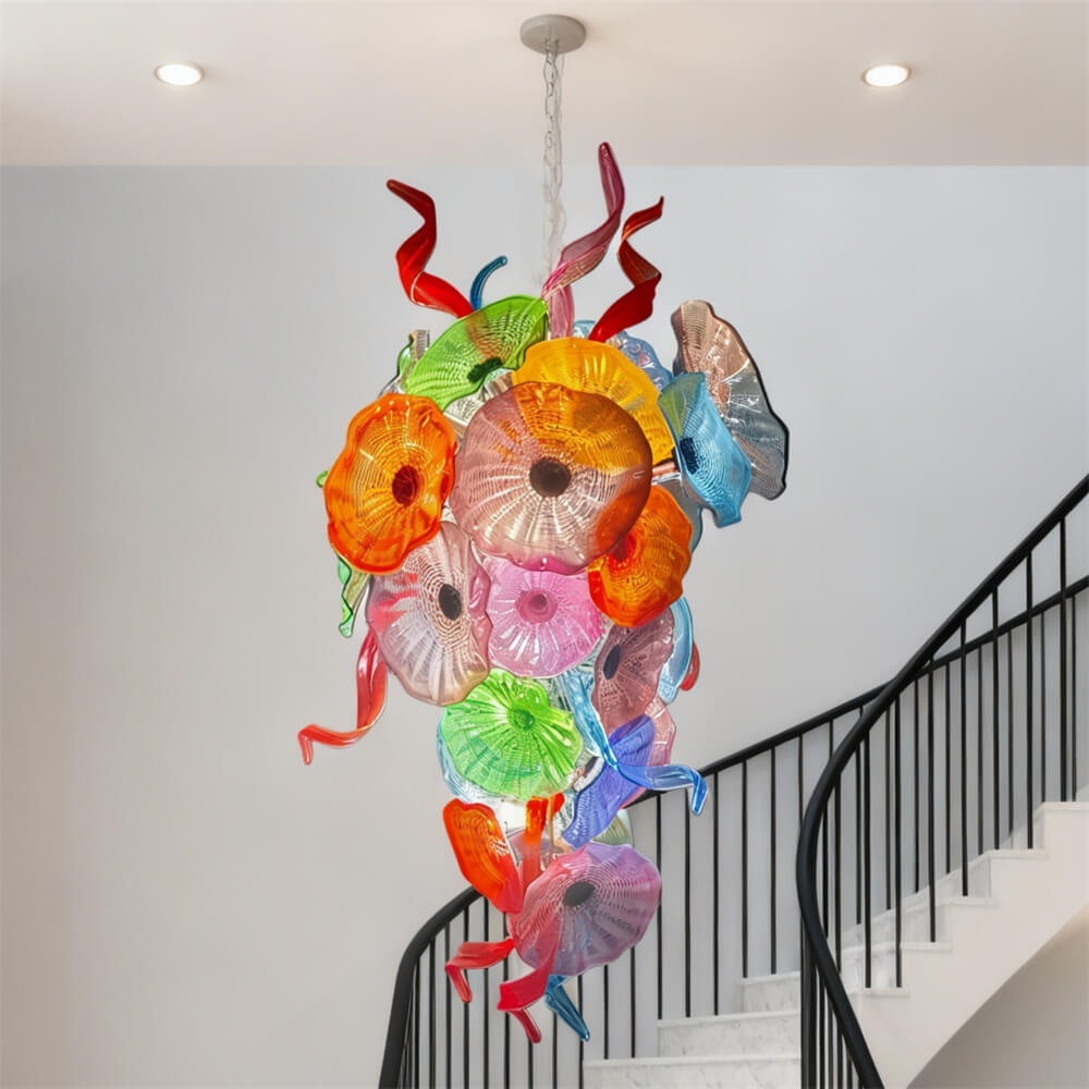 Wedding decoration hand made custom glass hanging floral chandelier