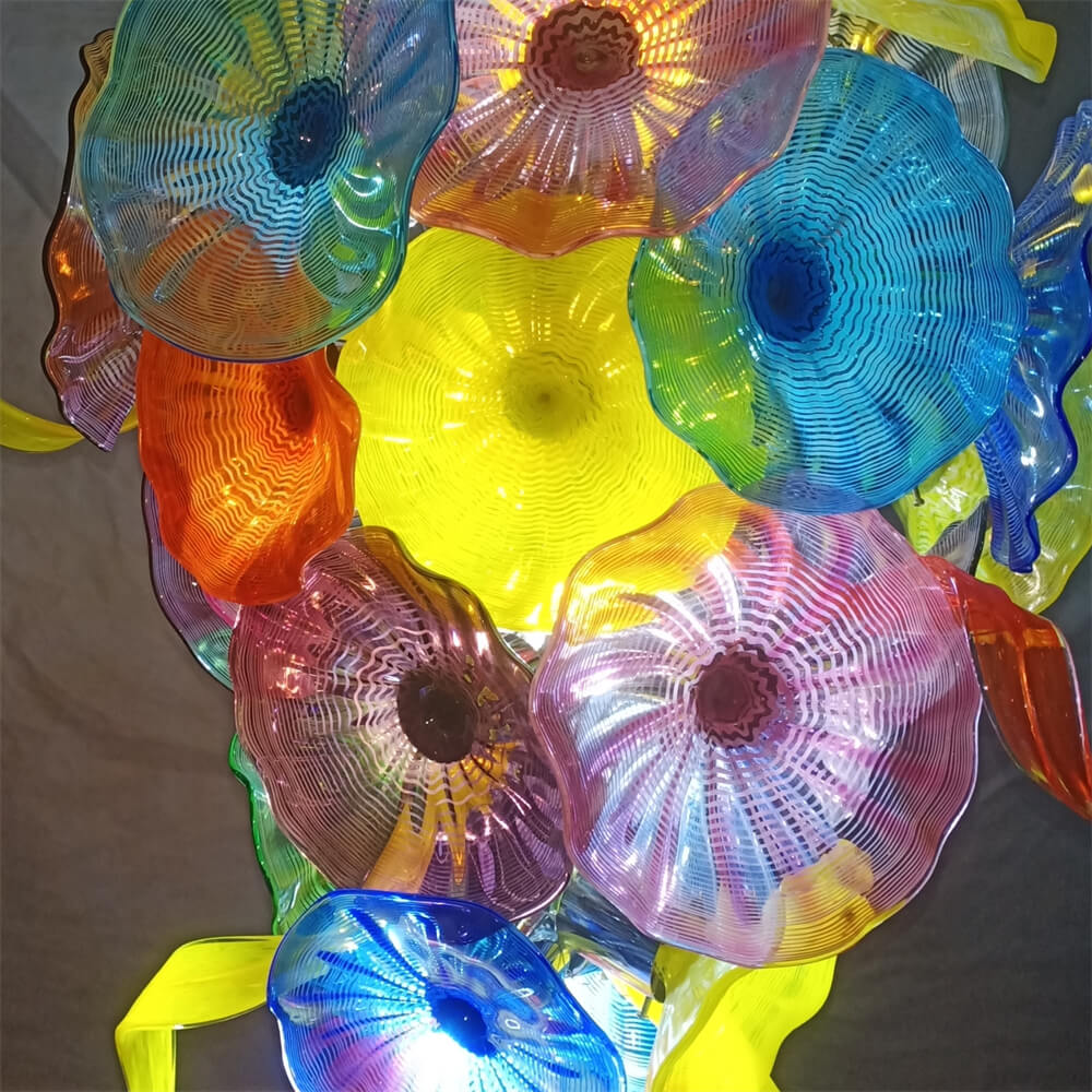 Wedding decoration hand made custom glass hanging floral chandelier