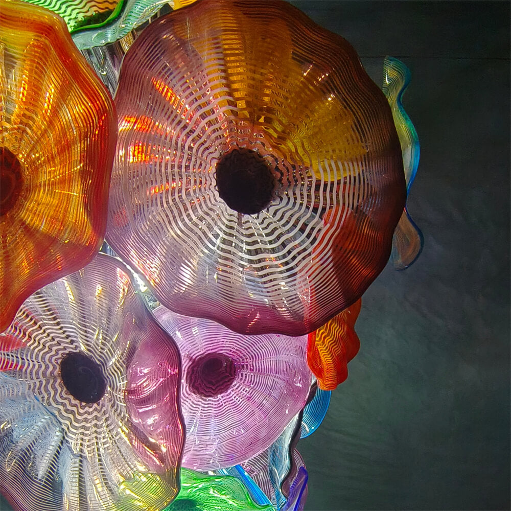 Wedding decoration hand made custom glass hanging floral chandelier