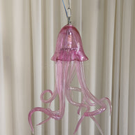 Small pink color hand made blown glass Jellyfish pendant light