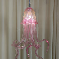 Small pink color hand made blown glass Jellyfish pendant light