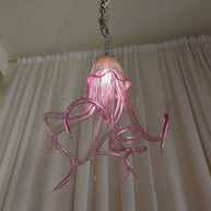 Small pink color hand made blown glass Jellyfish pendant light