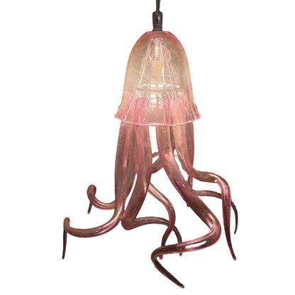 Small pink color hand made blown glass Jellyfish pendant light