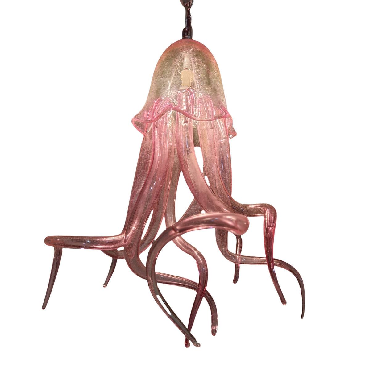 Small pink color hand made blown glass Jellyfish pendant light