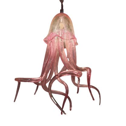 Small pink color hand made blown glass Jellyfish pendant light
