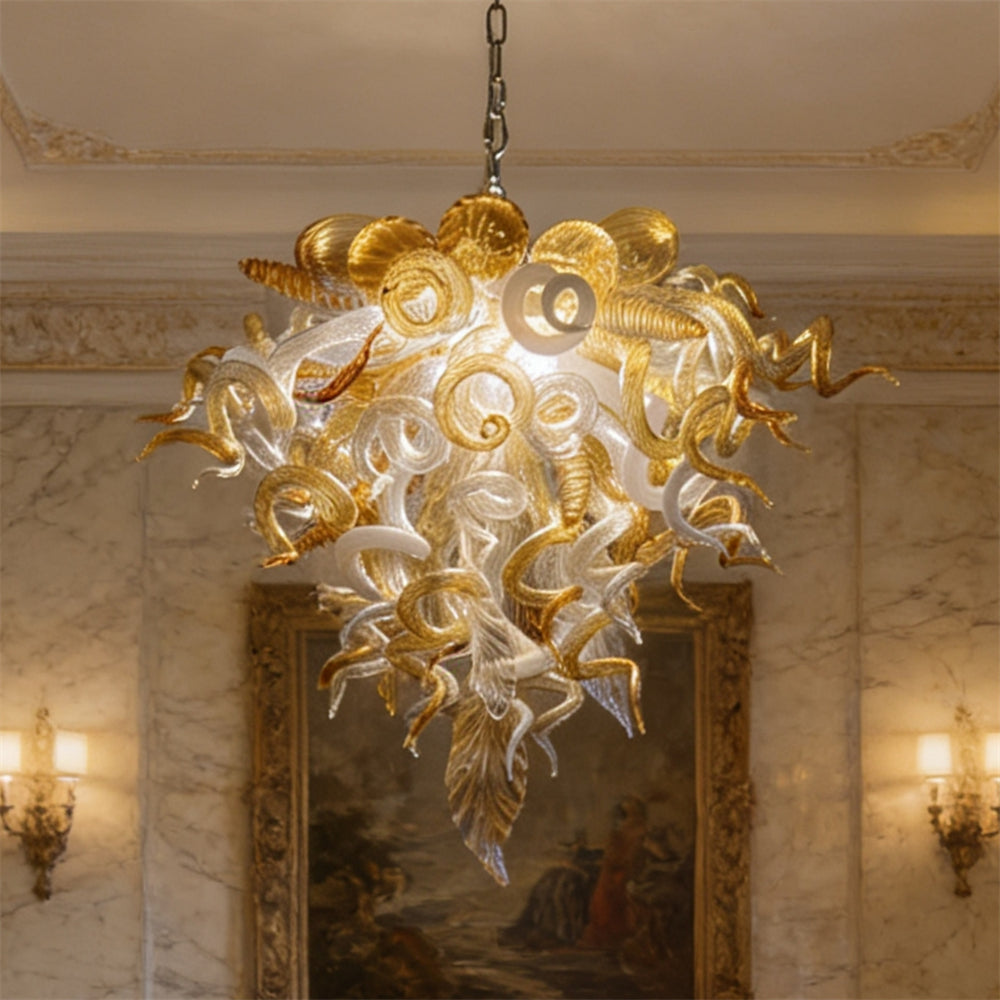 Luxury style glass chandelier gold mix clear color custom design