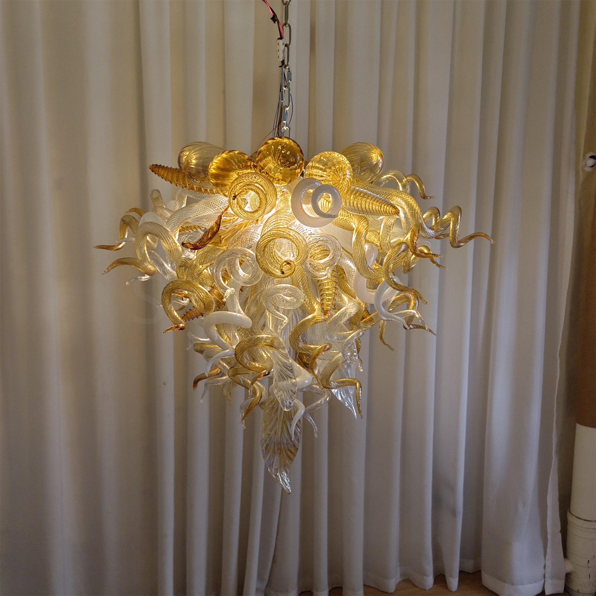 Luxury style glass chandelier gold mix clear color custom design