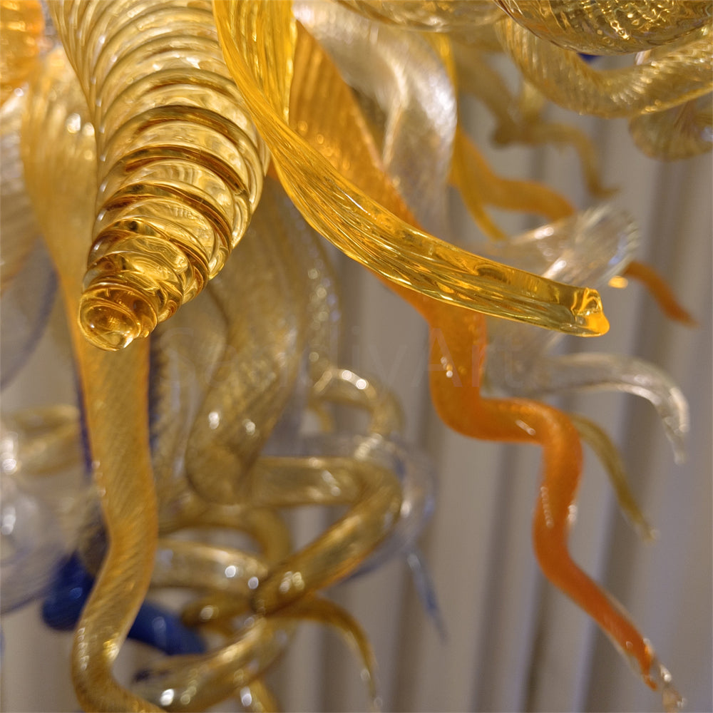 Honey amber color blown glass home lighting decoration