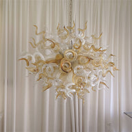 Amber color luxury style Blown glass chandelier for dining room