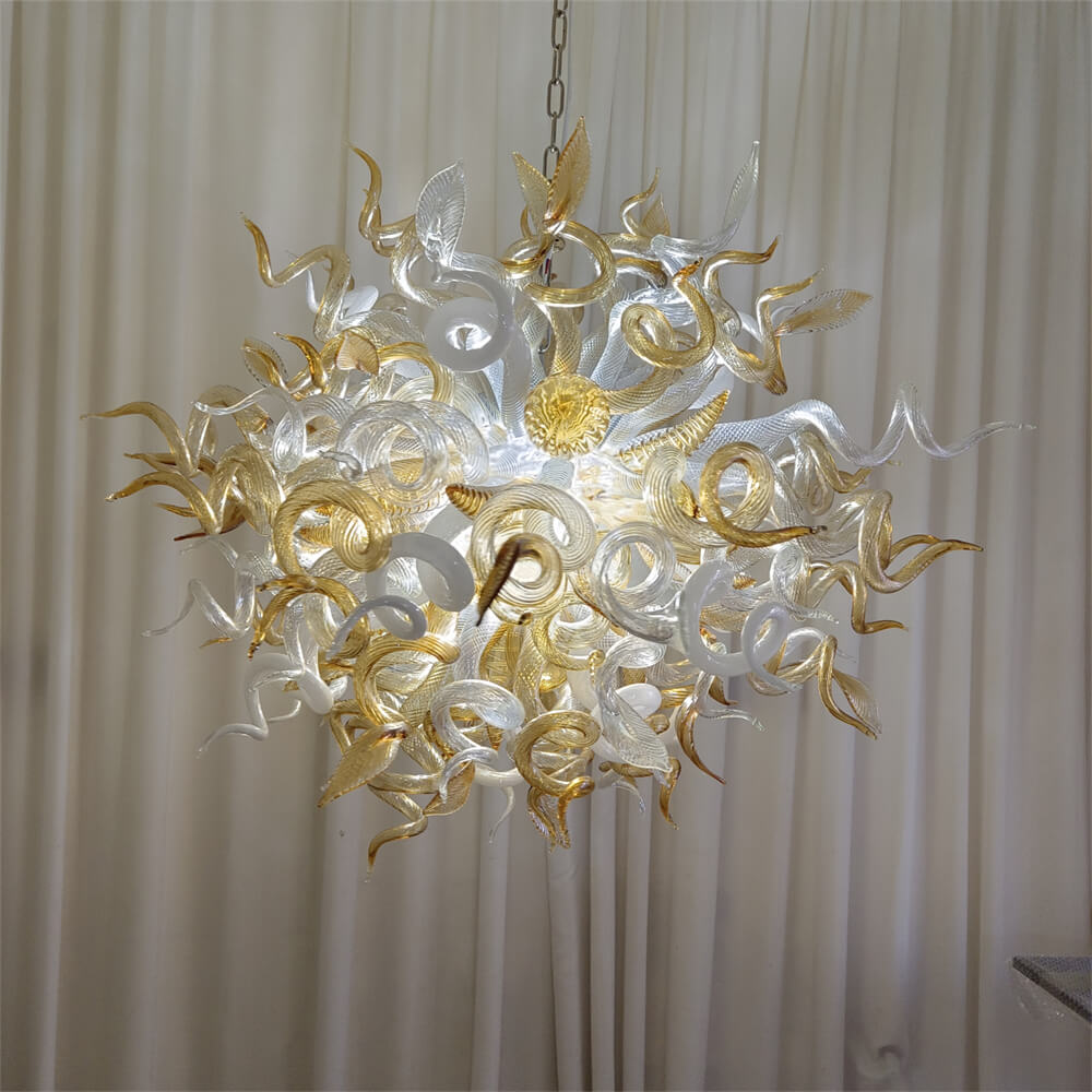 Amber color luxury style Blown glass chandelier for dining room