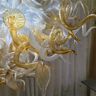 Amber color luxury style Blown glass chandelier for dining room