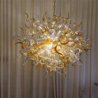 Amber color luxury style Blown glass chandelier for dining room