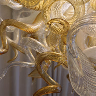 Amber color luxury style Blown glass chandelier for dining room