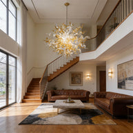 Amber color luxury style Blown glass chandelier for dining room