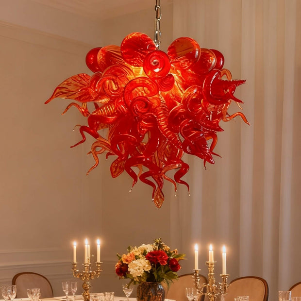 Glass red chandelier