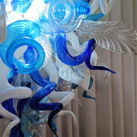 White and blue color hand made glass Modern glass chandeliers lighting