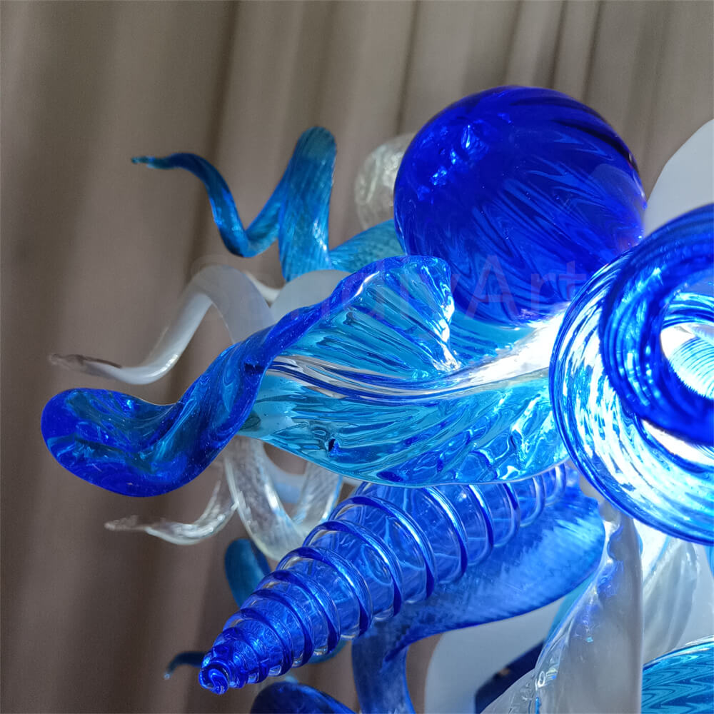 White and blue color hand made glass Modern glass chandeliers lighting