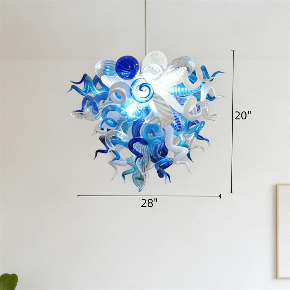White and blue color hand made glass Modern glass chandeliers lighting