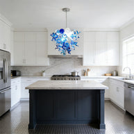 White and blue color hand made glass Modern glass chandeliers lighting