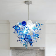 White and blue color hand made glass Modern glass chandeliers lighting