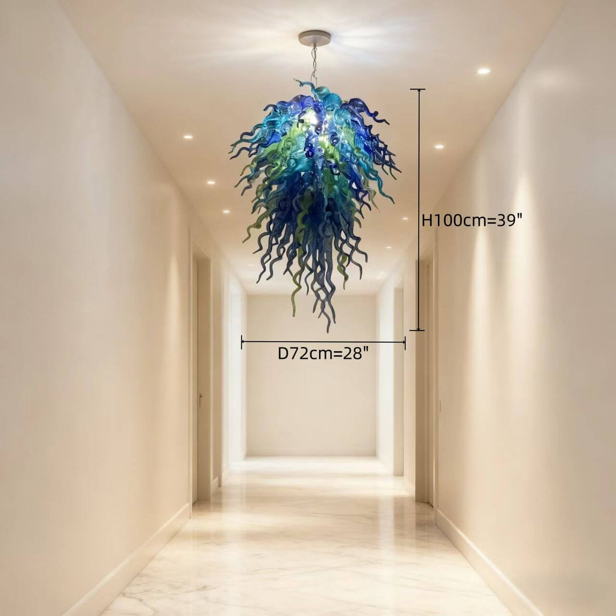 hand made DIY blown glass chandelier