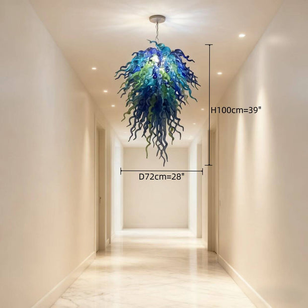 hand made DIY blown glass chandelier