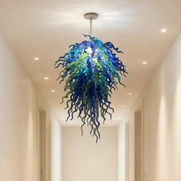 hand made DIY blown glass chandelier