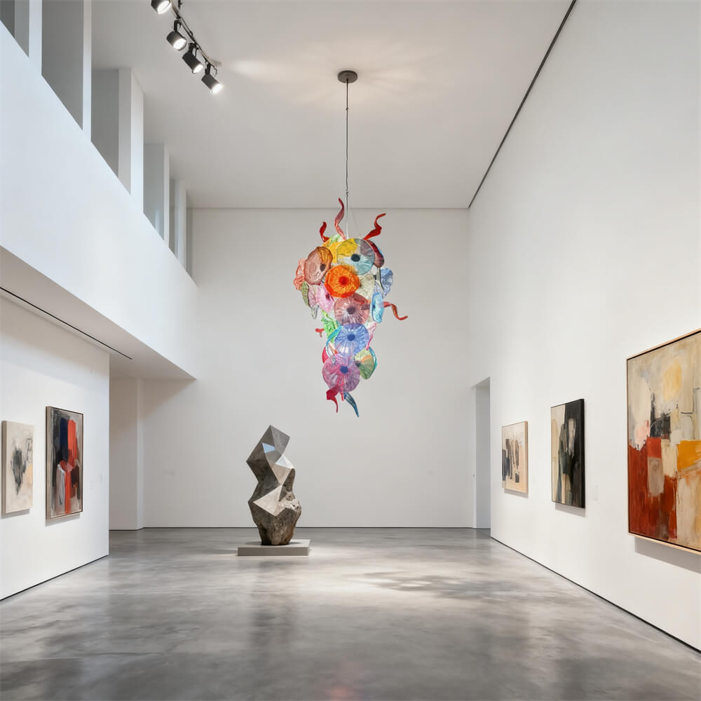 Factory production of hand blown glass lotus chandelier wedding decoration