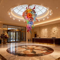 Factory production of hand blown glass lotus chandelier wedding decoration