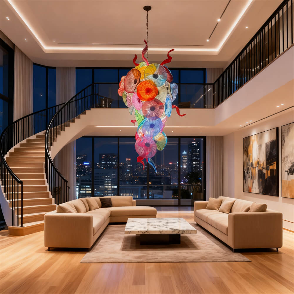 Factory production of hand blown glass lotus chandelier wedding decoration