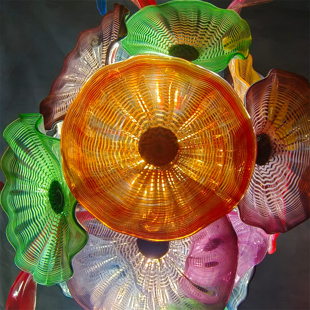 Factory production of hand blown glass lotus chandelier wedding decoration