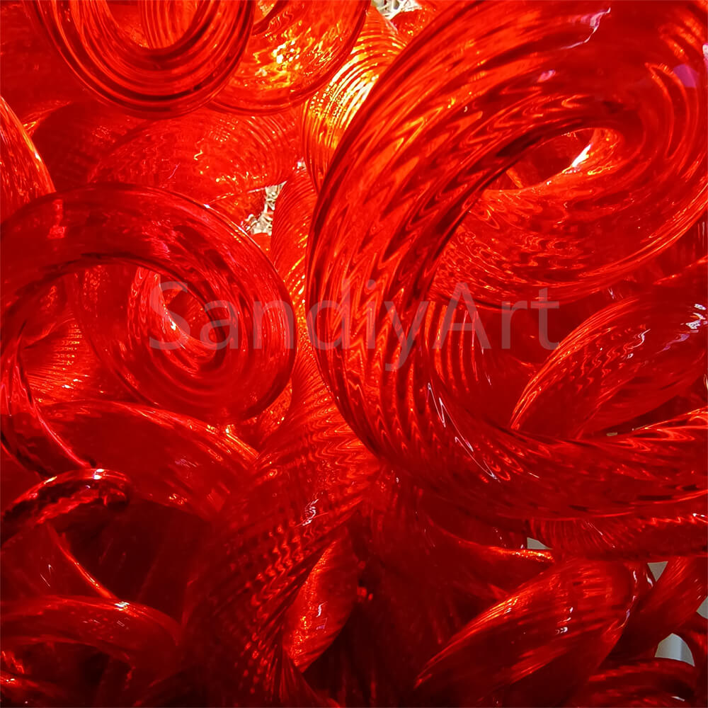 Red blown glass chandelier for home hotel decoraiton
