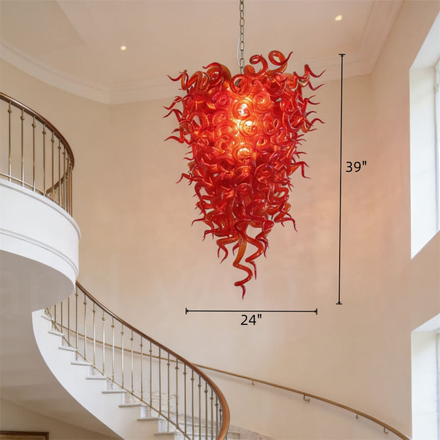 Red blown glass chandelier for home hotel decoraiton