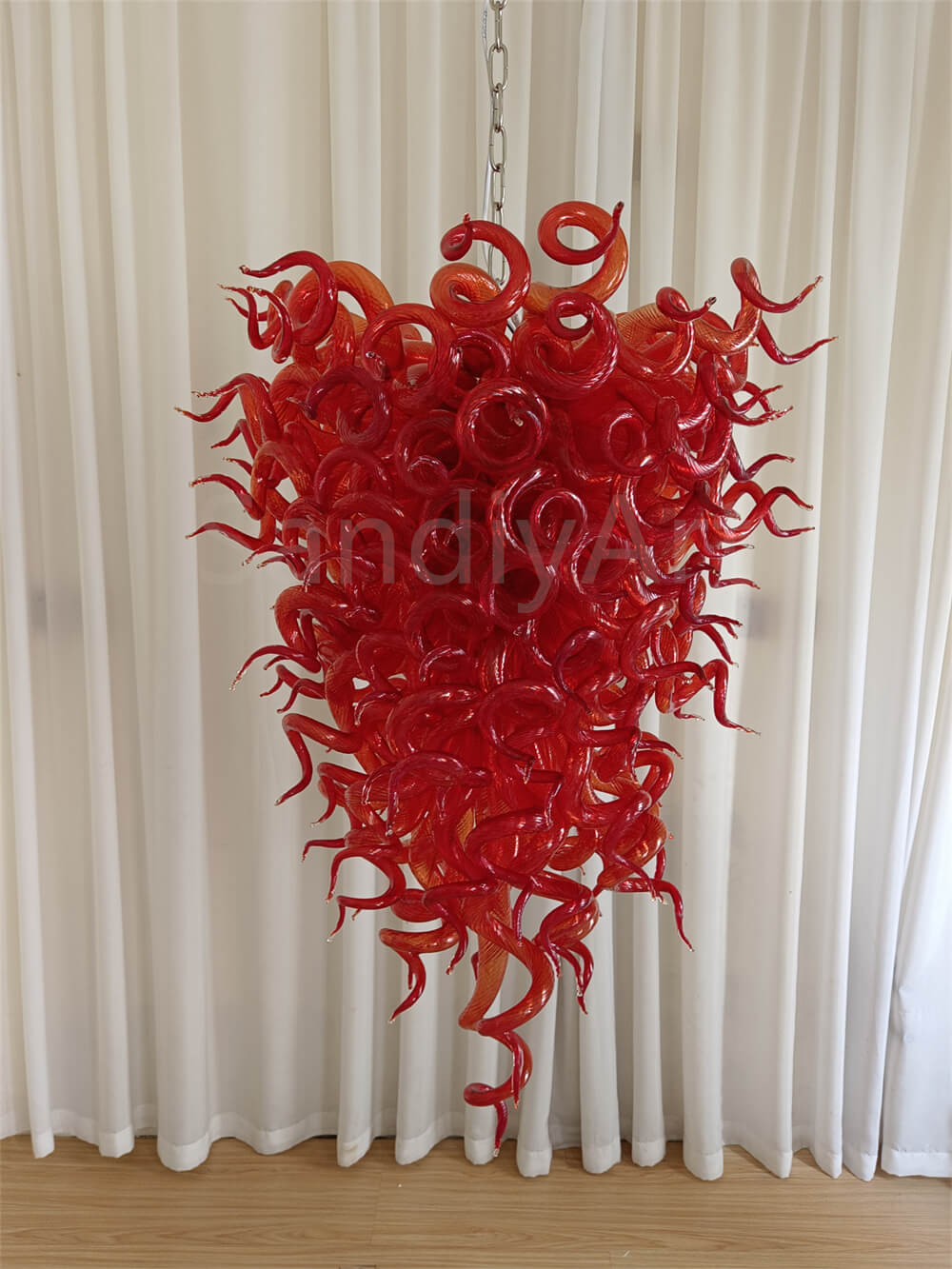 Red blown glass chandelier for home hotel decoraiton