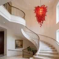 Red blown glass chandelier for home hotel decoraiton