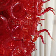 Red blown glass chandelier for home hotel decoraiton