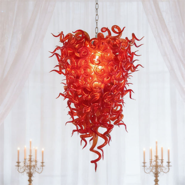 Red blown glass chandelier for home hotel decoraiton