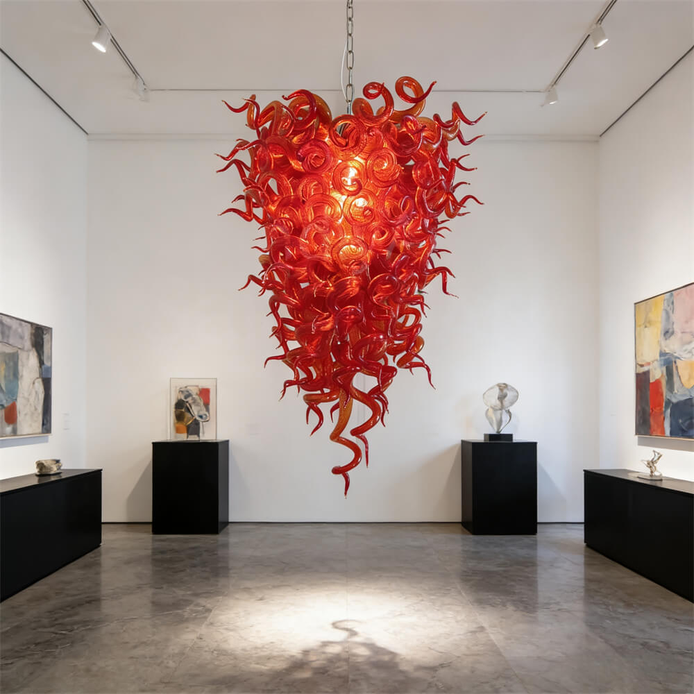 Red blown glass chandelier for home hotel decoraiton