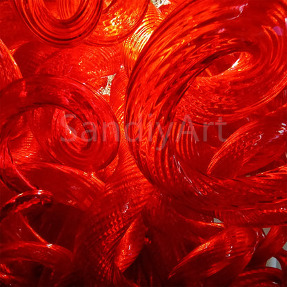 Red blown glass chandelier for home hotel decoraiton