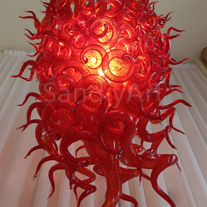 Red blown glass chandelier for home hotel decoraiton