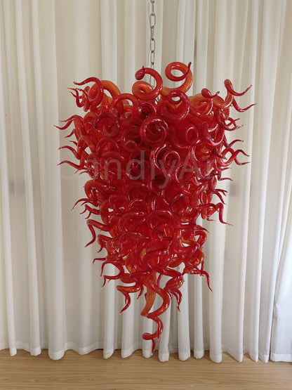 Red blown glass chandelier for home hotel decoraiton