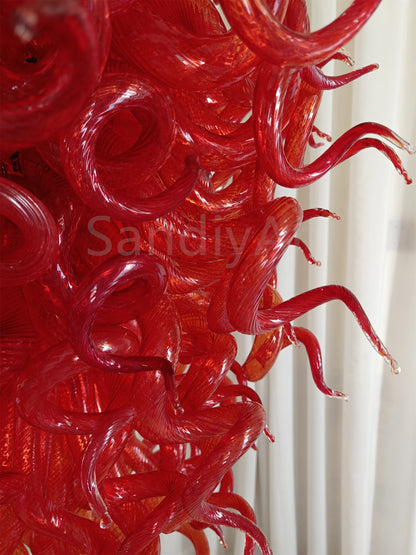 Red blown glass chandelier for home hotel decoraiton
